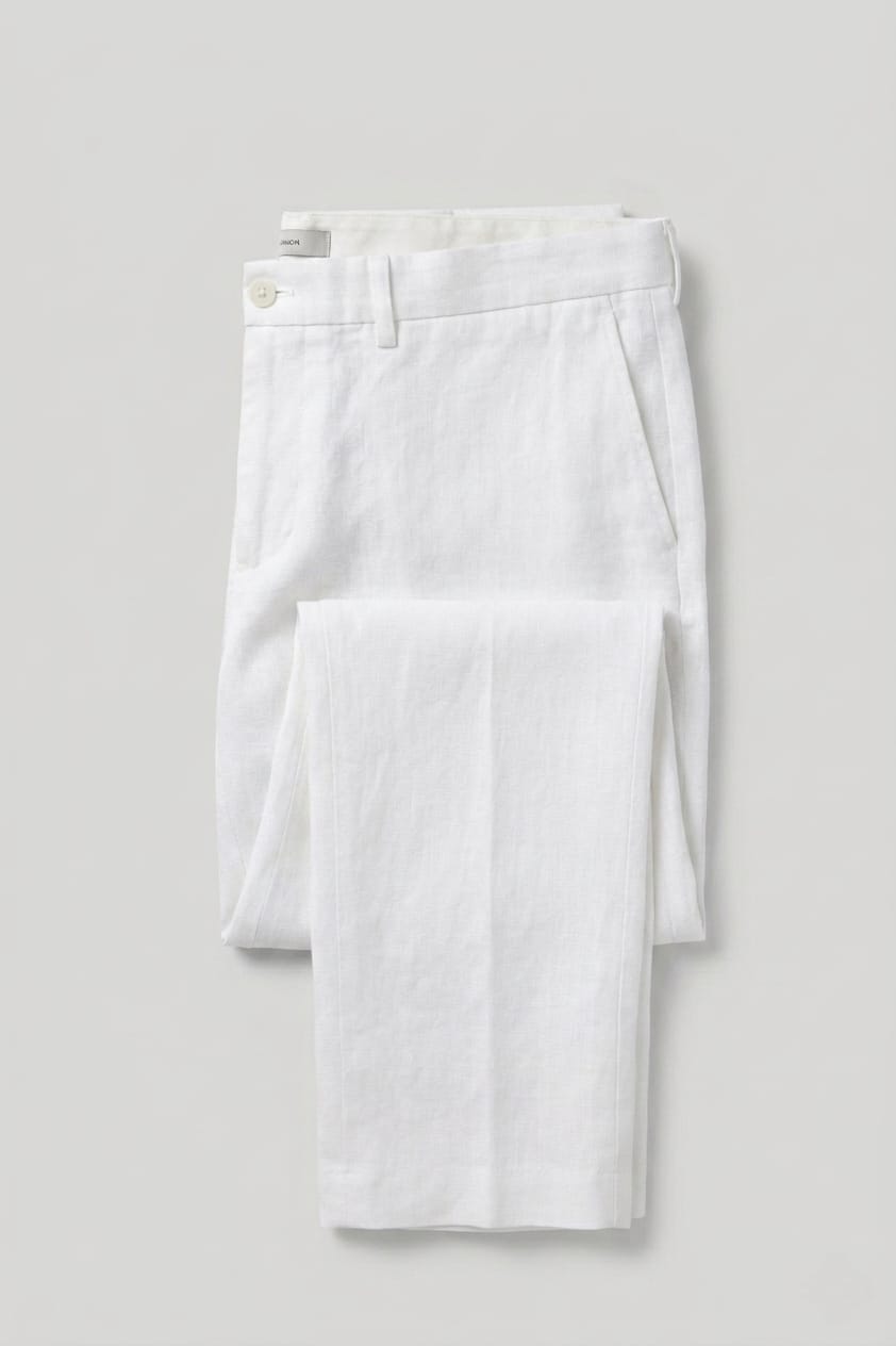 White pants on a light gray background
