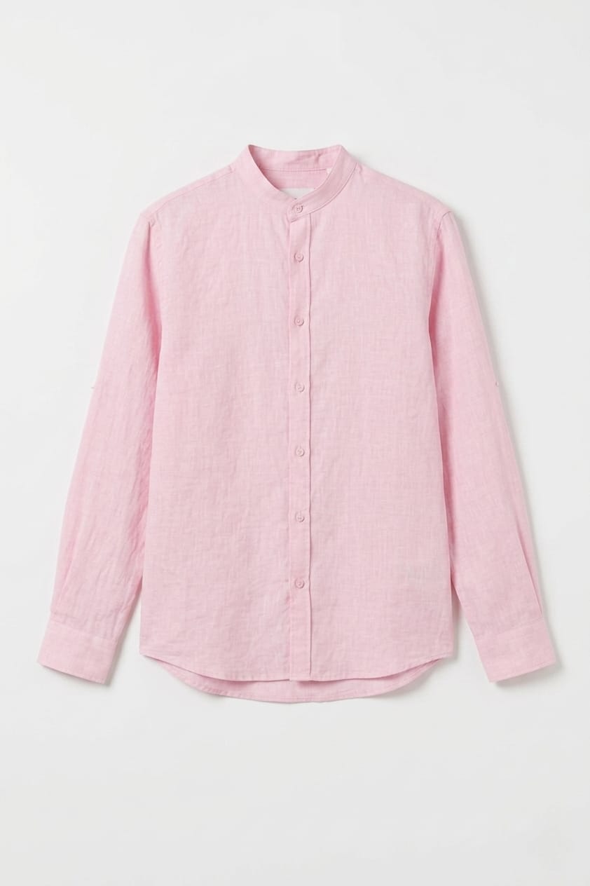 Linen Mandarin Collar Shirt